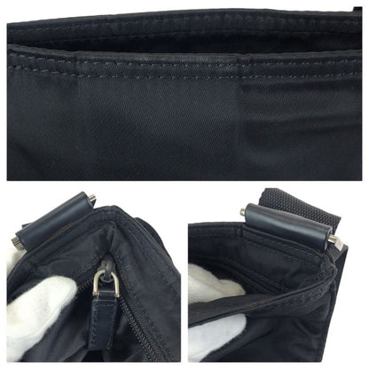 Prada Tessuto Black Silver Nylon Shoulder Bag