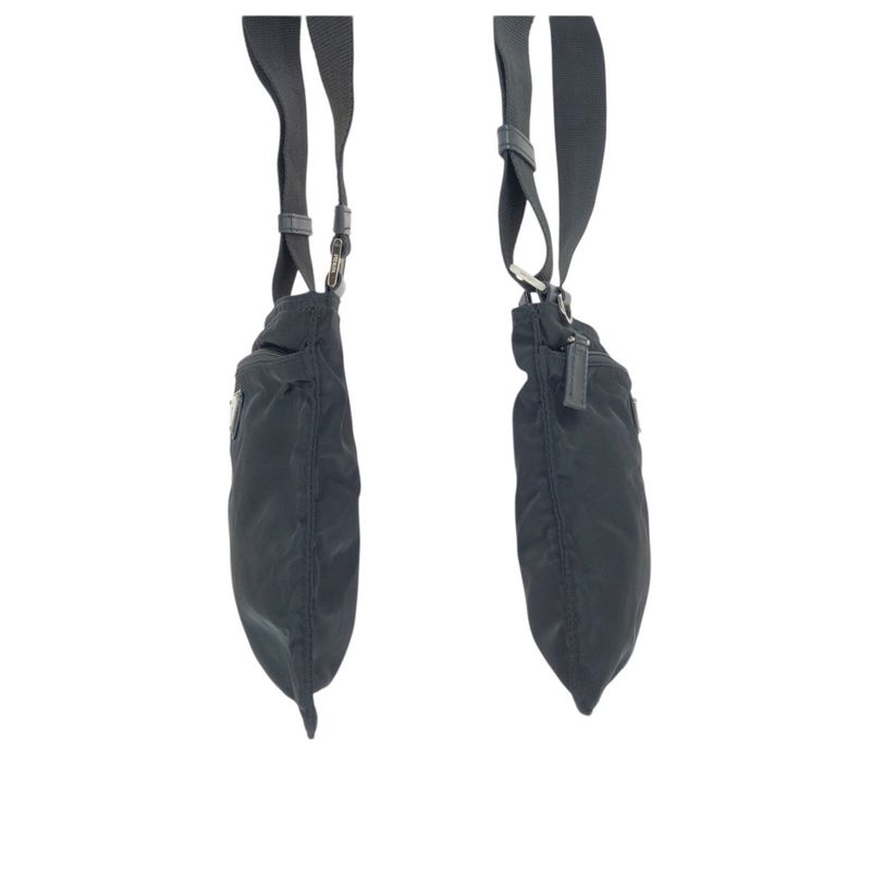 Prada Tessuto Black Silver Nylon Shoulder Bag