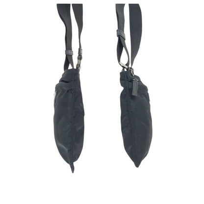 Prada Tessuto Black Silver Nylon Shoulder Bag