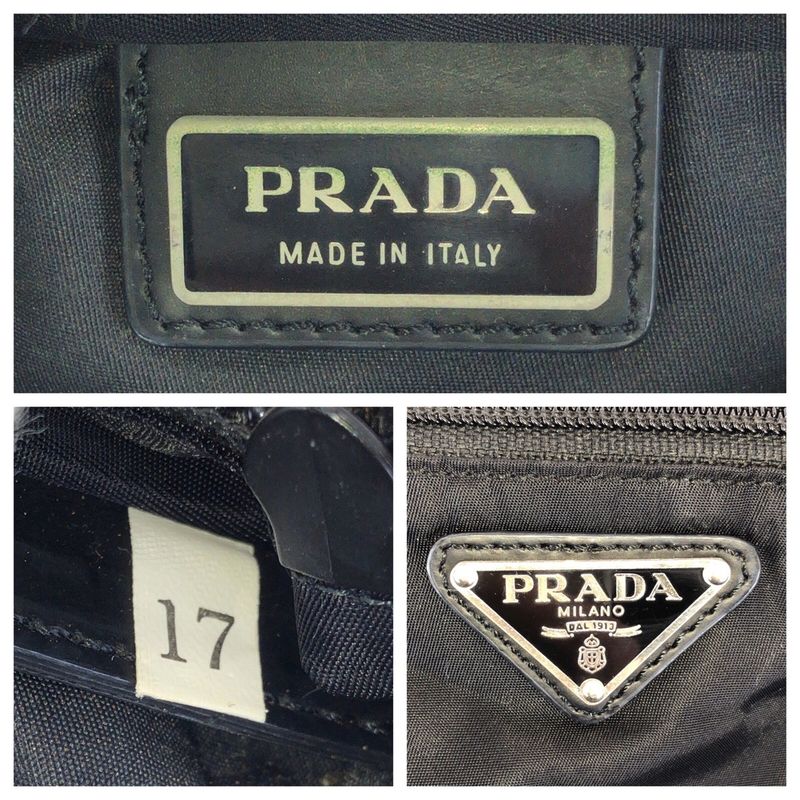 Prada Tessuto Black Silver Nylon Shoulder Bag