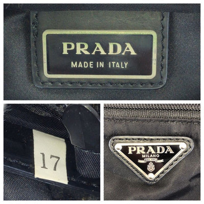 Prada Tessuto Black Silver Nylon Shoulder Bag