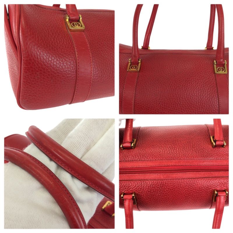 Gucci Vintage Interlocking Red Gold Leather 000 58 Mini Boston Bag
