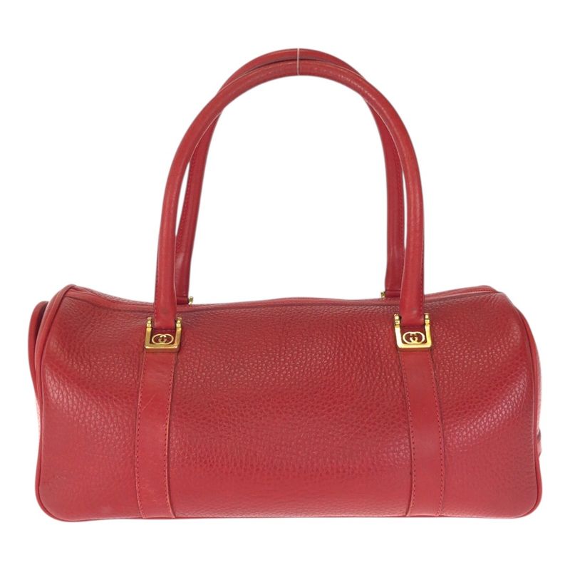 Gucci Vintage Interlocking Red Gold Leather 000 58 Mini Boston Bag