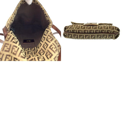 Fendi Zucchino Brown Gold Canvas Leather Shoulder Bag Pochette