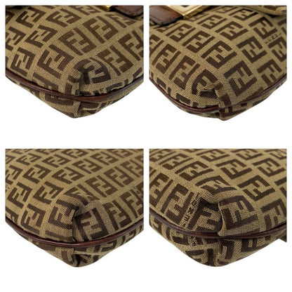 Fendi Zucchino Brown Gold Canvas Leather Shoulder Bag Pochette