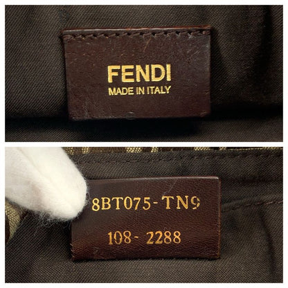 Fendi Zucchino Brown Gold Canvas Leather Shoulder Bag Pochette