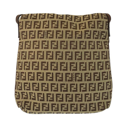 Fendi Zucchino Brown Gold Canvas Leather Shoulder Bag Pochette
