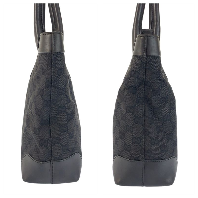 Gucci Black Silver GG Canvas Leather Tote