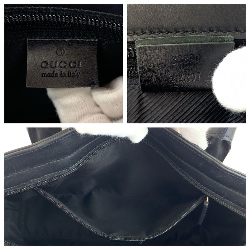 Gucci Black Silver GG Canvas Leather Tote