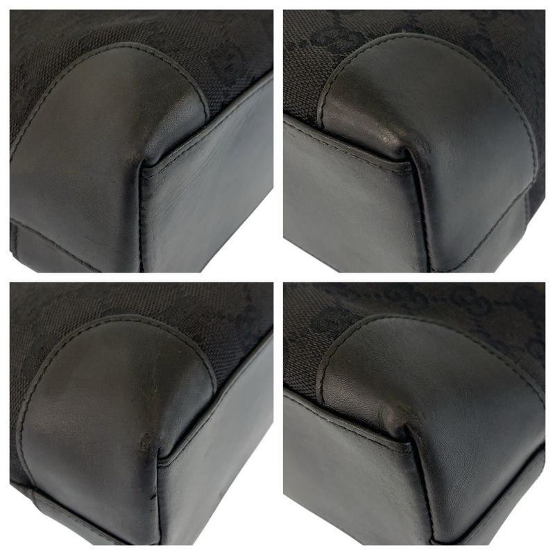 Gucci Black Silver GG Canvas Leather Tote