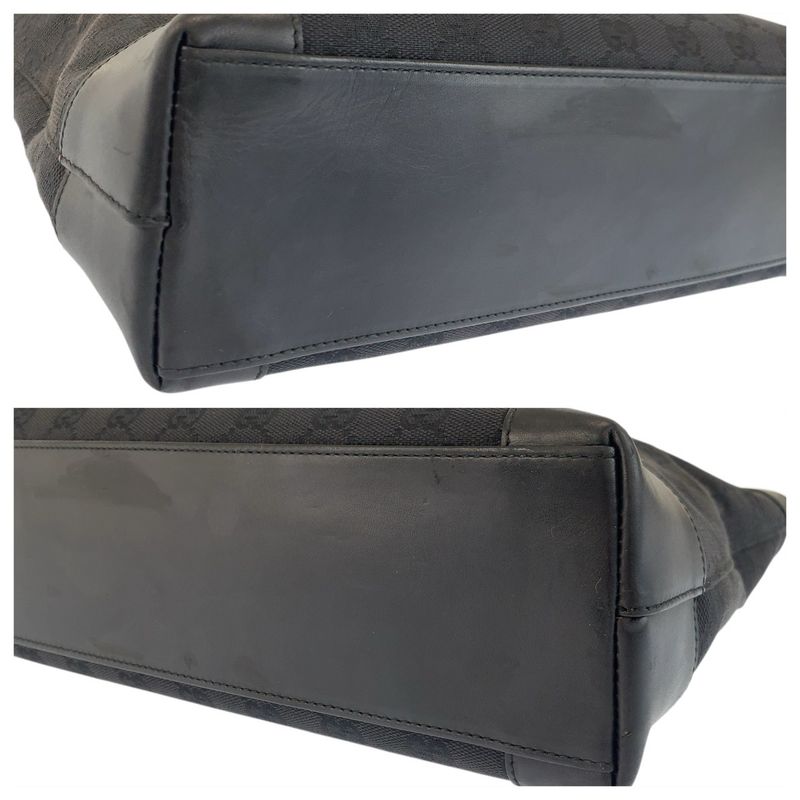 Gucci Black Silver GG Canvas Leather Tote
