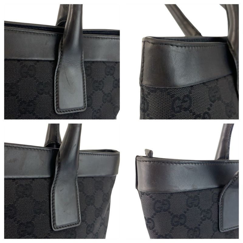 Gucci Black Silver GG Canvas Leather Tote