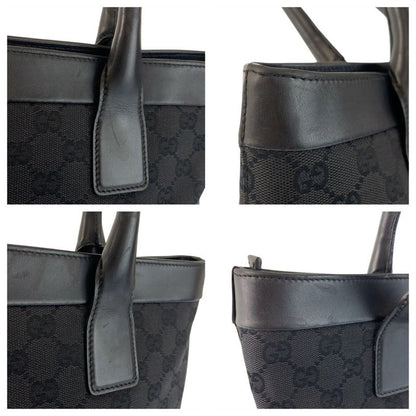 Gucci Black Silver GG Canvas Leather Tote