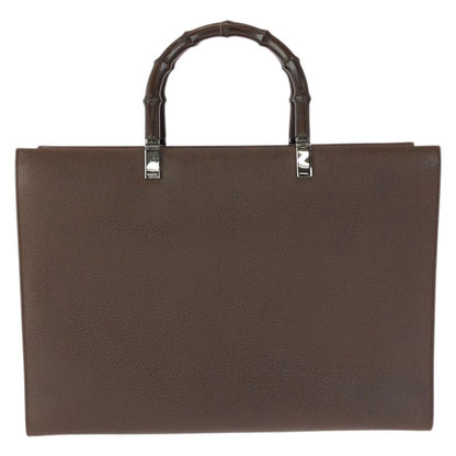 Gucci Bamboo 2-Way Brown Gunmetal Leather 002 Tote Shoulder Bag