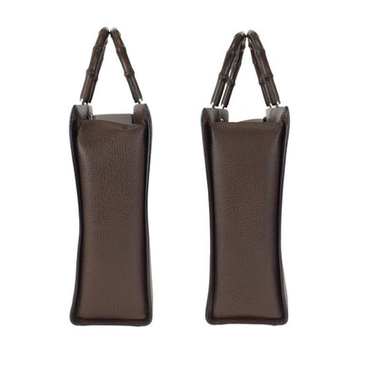 Gucci Bamboo 2-Way Brown Gunmetal Leather 002 Tote Shoulder Bag