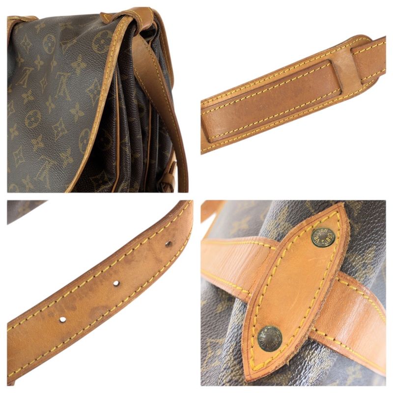 Louis Vuitton Monogram Saumur 35 Brown Gold Leather Shoulder Bag