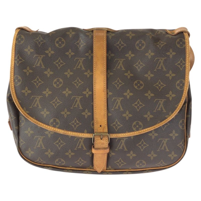Louis Vuitton Monogram Saumur 35 Brown Gold Leather Shoulder Bag
