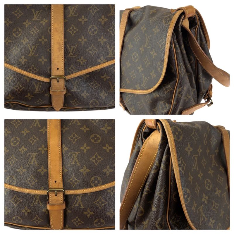 Louis Vuitton Monogram Saumur 35 Brown Gold Leather Shoulder Bag