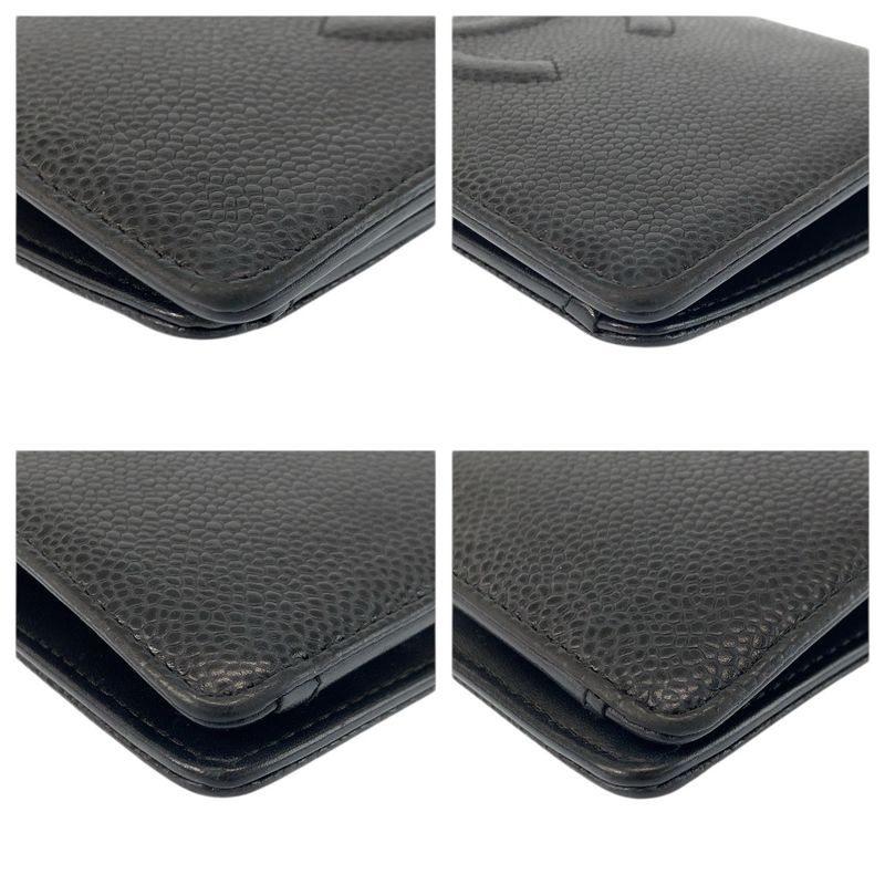Chanel CC Logo Black Leather Wallet