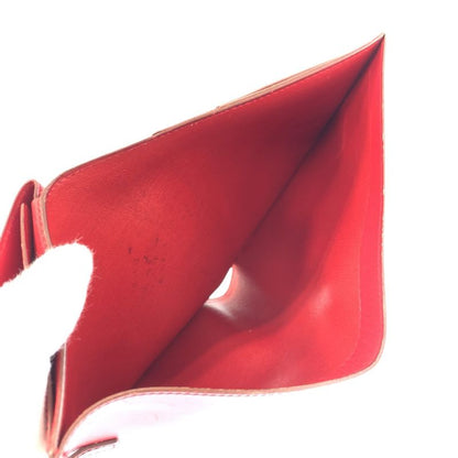 Hermes Saumur Red Gold Leather Compact Wallet ◯