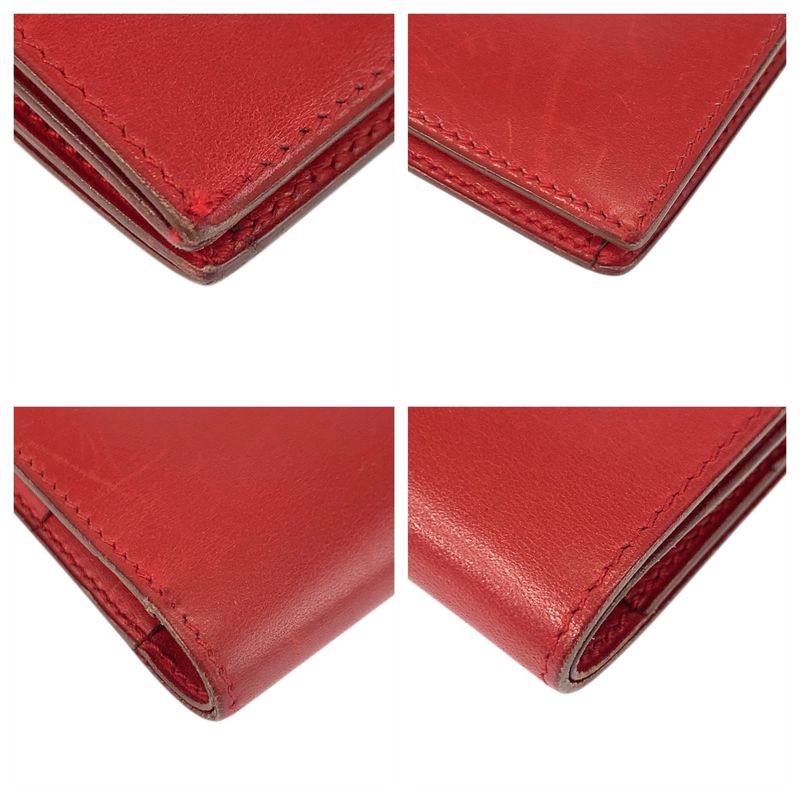 Hermes Saumur Red Gold Leather Compact Wallet ◯