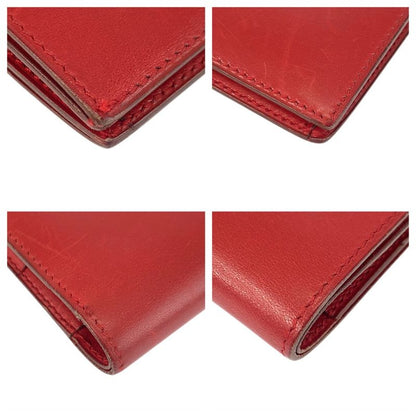 Hermes Saumur Red Gold Leather Compact Wallet ◯