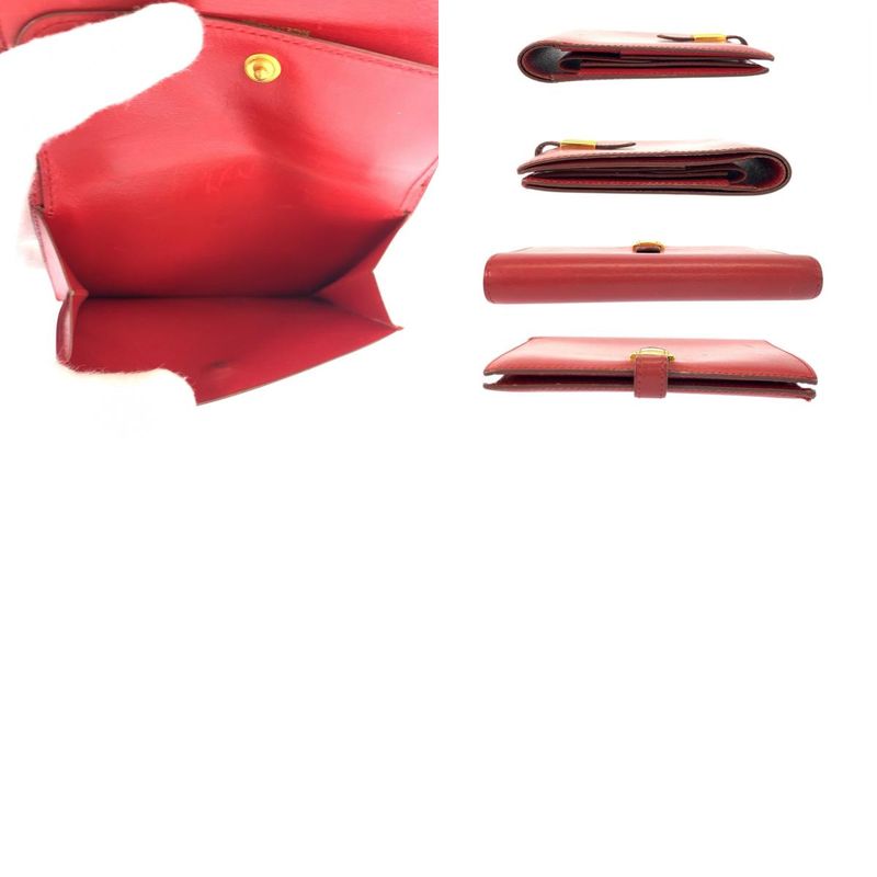 Hermes Saumur Red Gold Leather Compact Wallet ◯