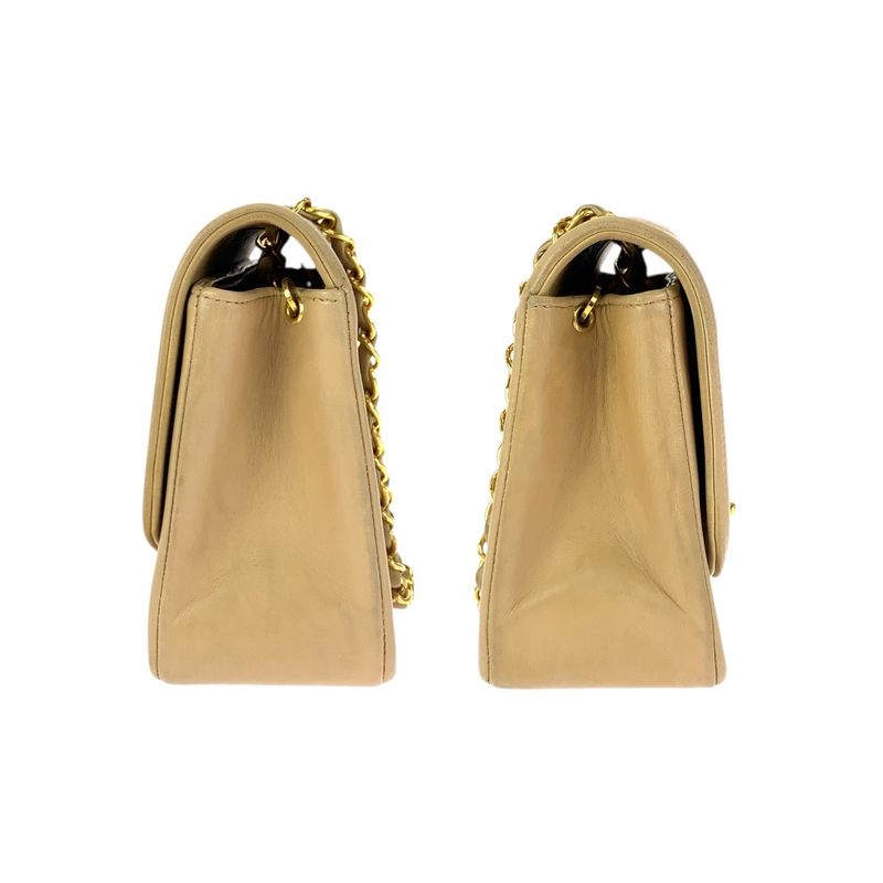 Chanel Vintage Diana Quilted Beige Gold Lambskin Chain Shoulder Bag