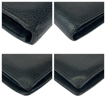 Chanel Vintage CC Logo Purse Black Gold Leather Wallet