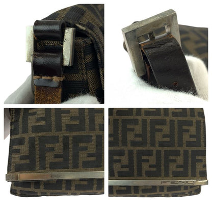 Fendi Vintage Zucca Brown Silver Canvas Leather Shoulder Bag