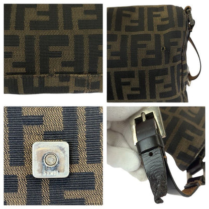 Fendi Vintage Zucca Brown Silver Canvas Leather Shoulder Bag