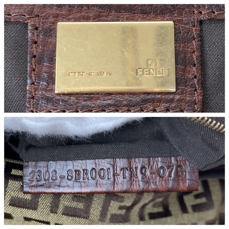Fendi Vintage Zucchino Mamma Bucket Brown Canvas Leather Shoulder Bag