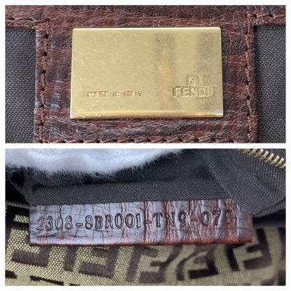 Fendi Vintage Zucchino Mamma Bucket Brown Canvas Leather Shoulder Bag