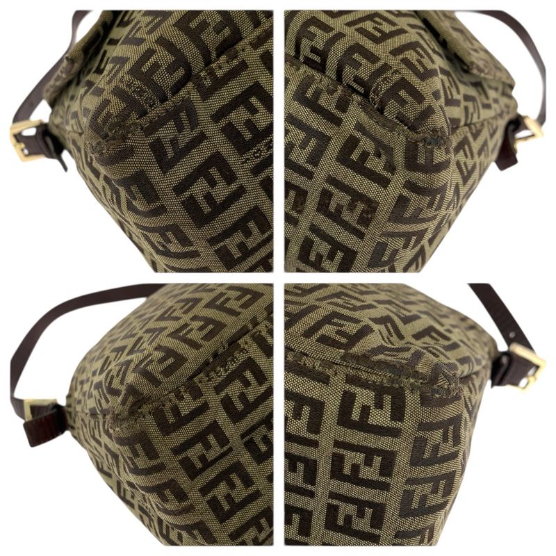 Fendi Vintage Zucchino Mamma Bucket Brown Canvas Leather Shoulder Bag