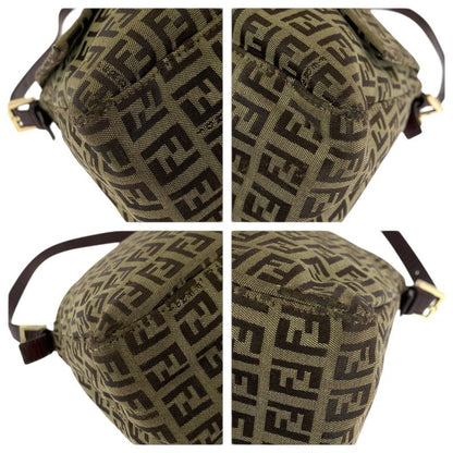 Fendi Vintage Zucchino Mamma Bucket Brown Canvas Leather Shoulder Bag