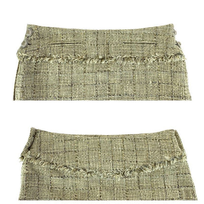 Chanel Tweed CC Logo with Hanger 34 Beige Gold Cotton Skirt