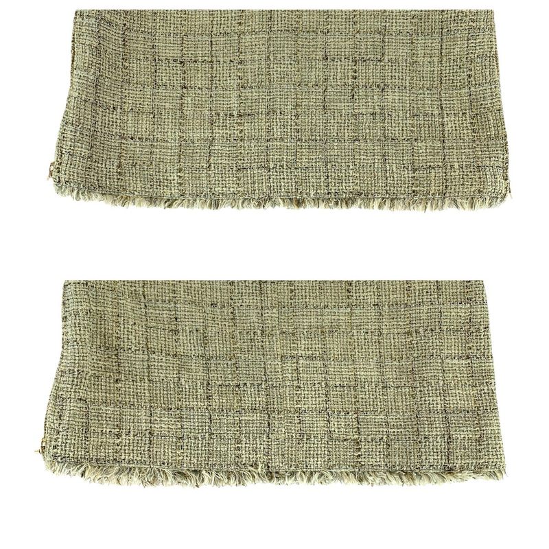 Chanel Tweed CC Logo with Hanger 34 Beige Gold Cotton Skirt