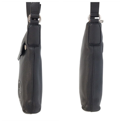 Gucci Interlocking Black Silver Leather Shoulder Bag