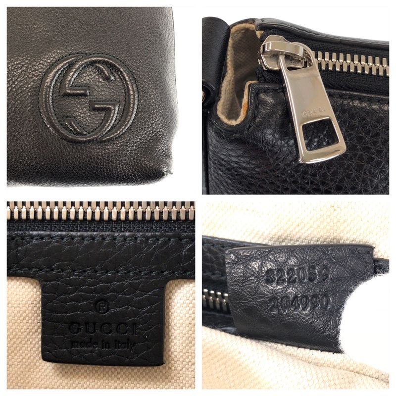 Gucci Interlocking Black Silver Leather Shoulder Bag