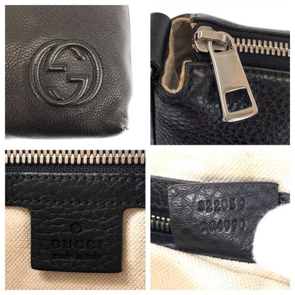 Gucci Interlocking Black Silver Leather Shoulder Bag