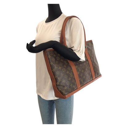 Louis Vuitton Monogram Sac Weekend Brown Gold Leather Tote