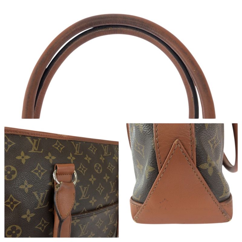 Louis Vuitton Monogram Sac Weekend Brown Gold Leather Tote
