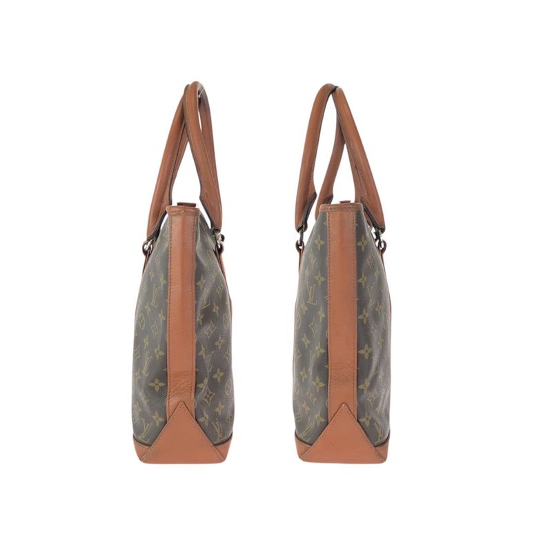 Louis Vuitton Monogram Sac Weekend Brown Gold Leather Tote