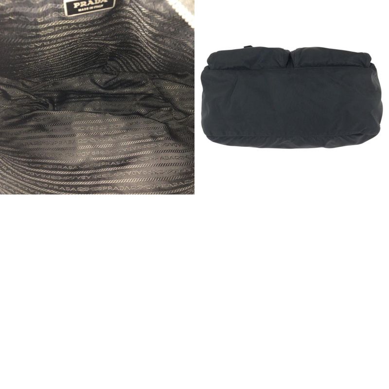 Prada Tessuto Black Nylon Leather Shoulder Bag
