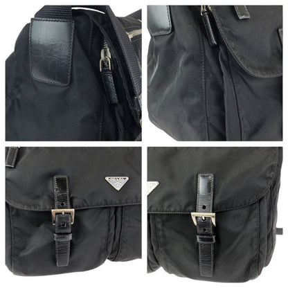 Prada Tessuto Black Nylon Leather Shoulder Bag