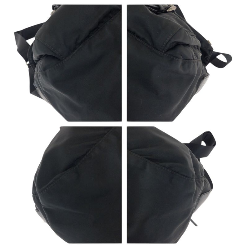Prada Tessuto Black Nylon Leather Shoulder Bag