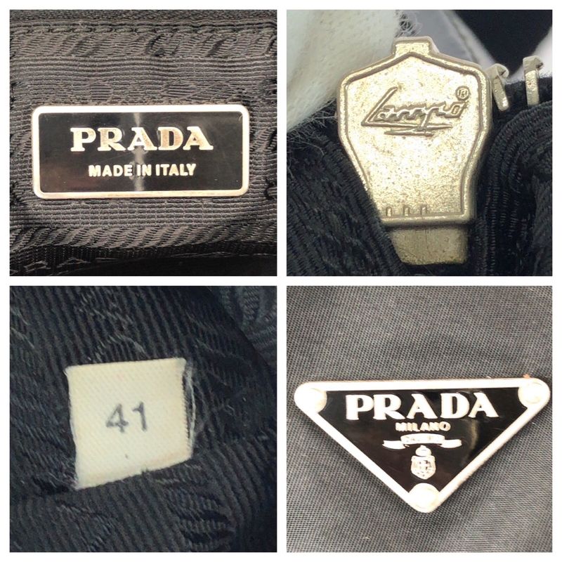 Prada Tessuto Black Nylon Leather Shoulder Bag