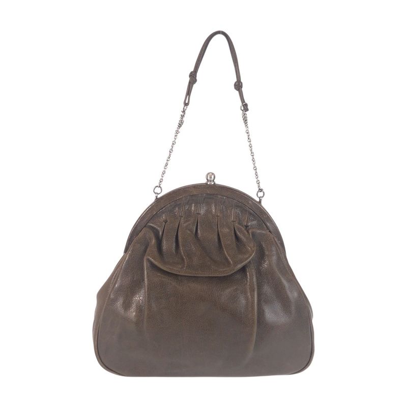Prada Brown Silver Leather Handbag Pouch