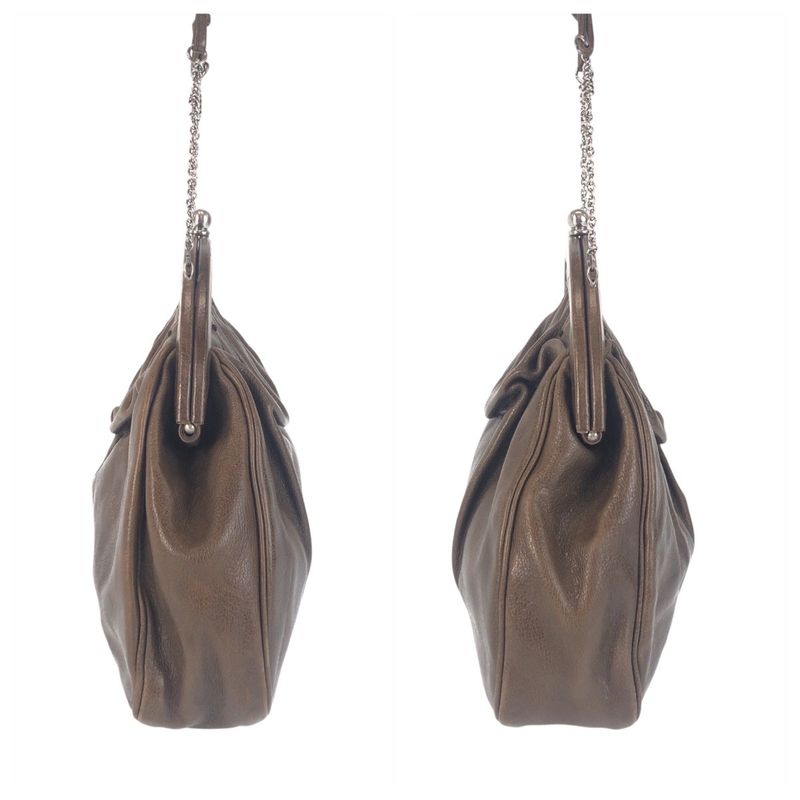 Prada Brown Silver Leather Handbag Pouch