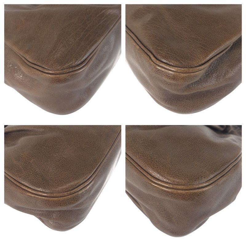 Prada Brown Silver Leather Handbag Pouch